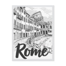 Escena emblemática de Roma Italia dibujada a mano
