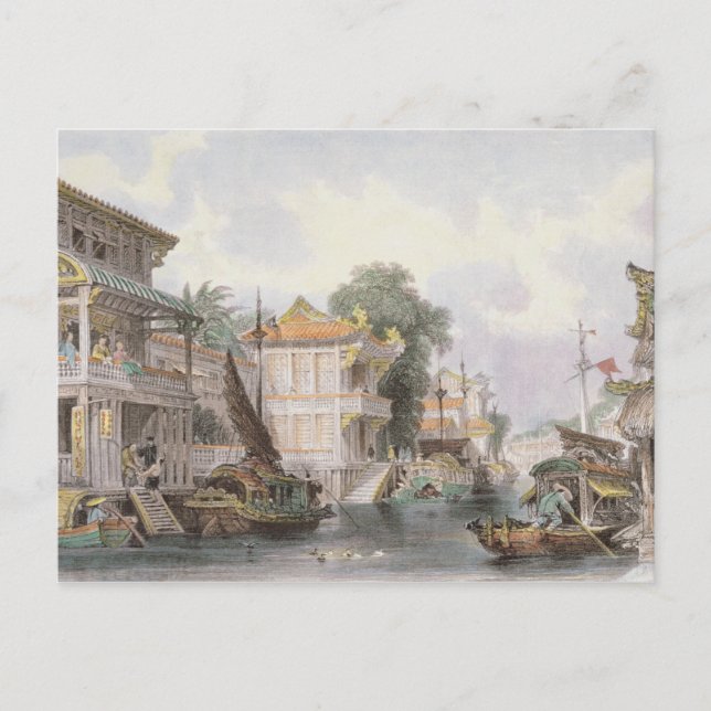 Postal Escena en el canal de Horan cerca del Cantón, c.18 (Anverso)