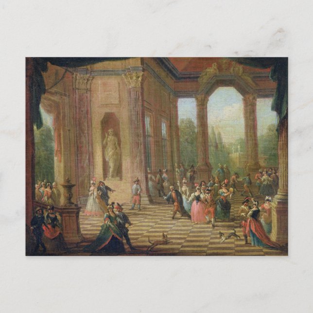 Postal Escena en una bola con máscara (Anverso)