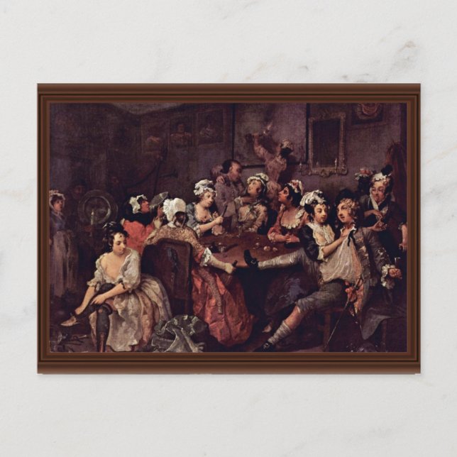 Postal Escena En Una Taverna " De Hogarth William (Anverso)