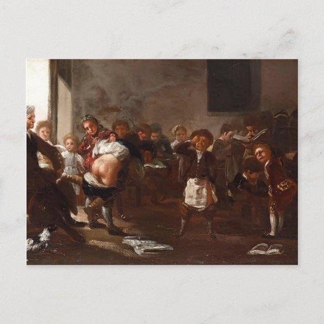 Postal Escena escolar de Francisco Goya (Anverso)