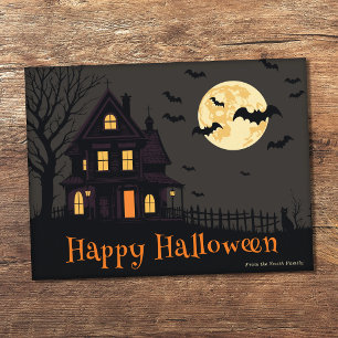 Postal Escena espeluznante de Halloween
