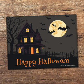 Postal Escena espeluznante de Halloween