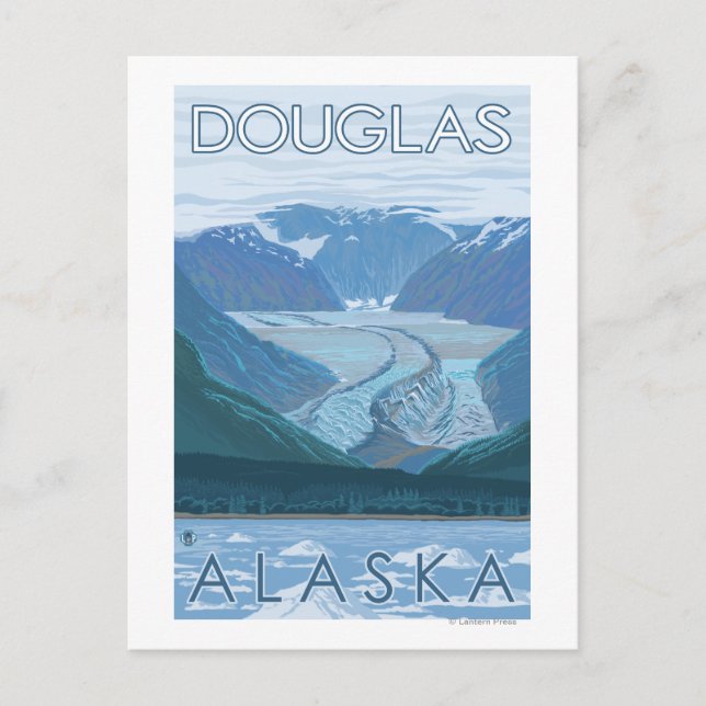 Postal Escena glaciar - Douglas, Alaska (Anverso)