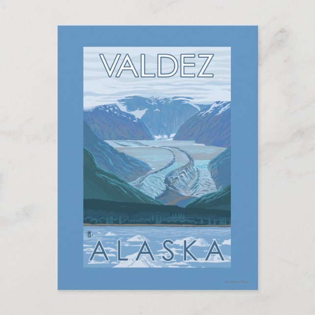 Postal Escena glaciar - Valdez, Alaska (Anverso)