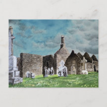Escena histórica del cementerio celta Clonmacnoise