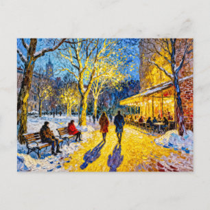 Postal Escena impresionista de parque urbano invernal con