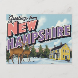 Postal Escena Invernal de Ciervos en New Hampshire