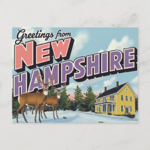 Postal Escena Invernal de Ciervos en New Hampshire