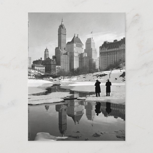 Postal Escena invernal en Central Park, 1933 (Anverso)
