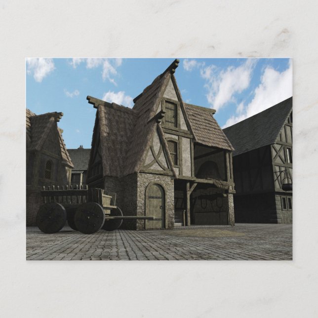 Postal Escena medieval de la calle - 3 (Anverso)