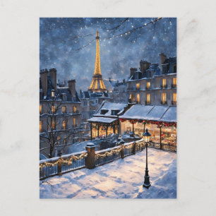 Postal Escena nocturna de invierno en la Torre Eiffel
