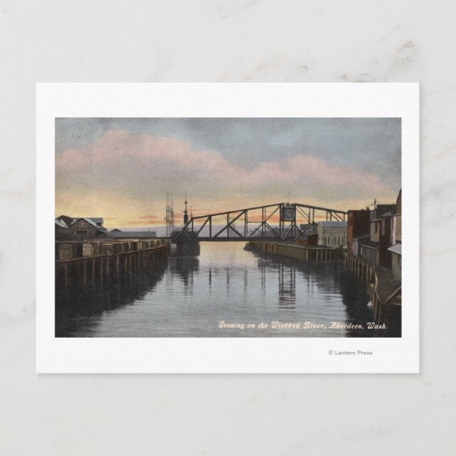 Postal Escena nocturna en el río Wishkah (Anverso)