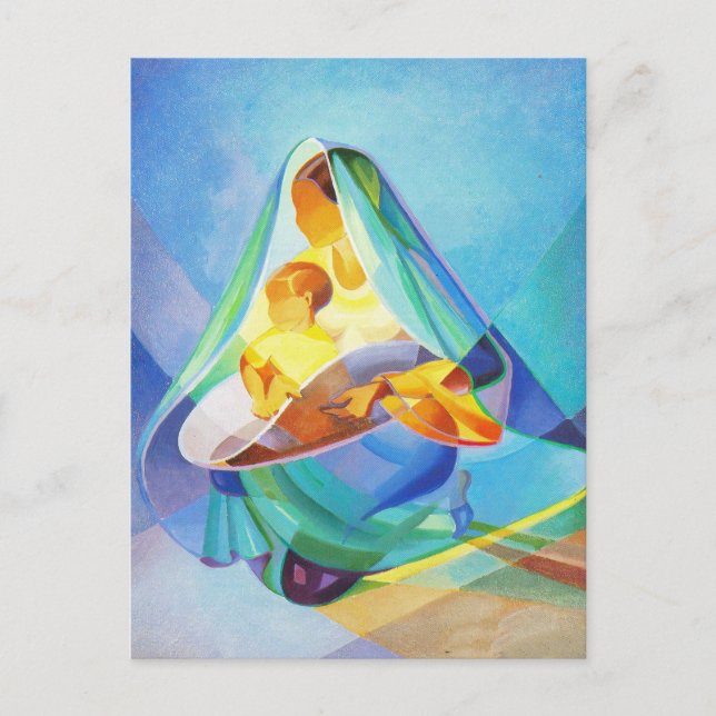 Postal Escena oriental de la natividad, Maria, Jesús, (Anverso)