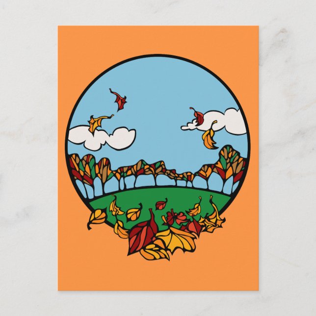 Postal Escena panorámica de otoño (Anverso)