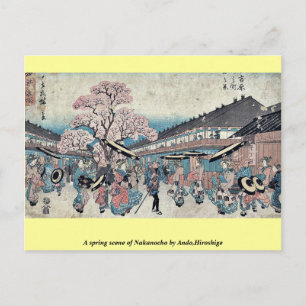 Postal Escena primaveral de Nakanocho por Ando,Hiroshige