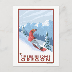 Postal Escena Snowboarder - Timberline Lodge, Oregón