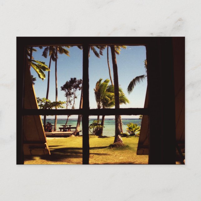 Postal Escena tropical de la playa de Fiji (Anverso)