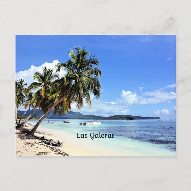 Postal Escena tropical de Las Galeras, República Dominica (Anverso)