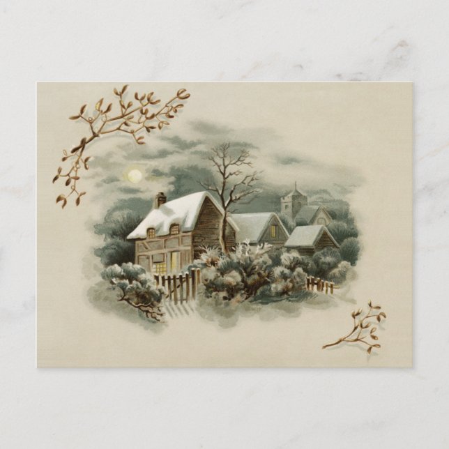 Postal Escena victoriana de invierno (Anverso)