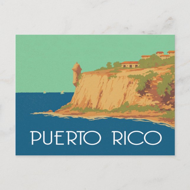 Postal Escena vintage de Puerto Rico (Anverso)