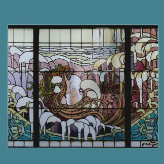 Postal Escenario Art Nouveau de vidrio templado