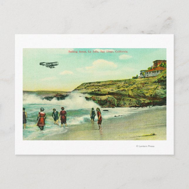 Postal Escenario de baños en la playa de La Jolla, San Di (Anverso)