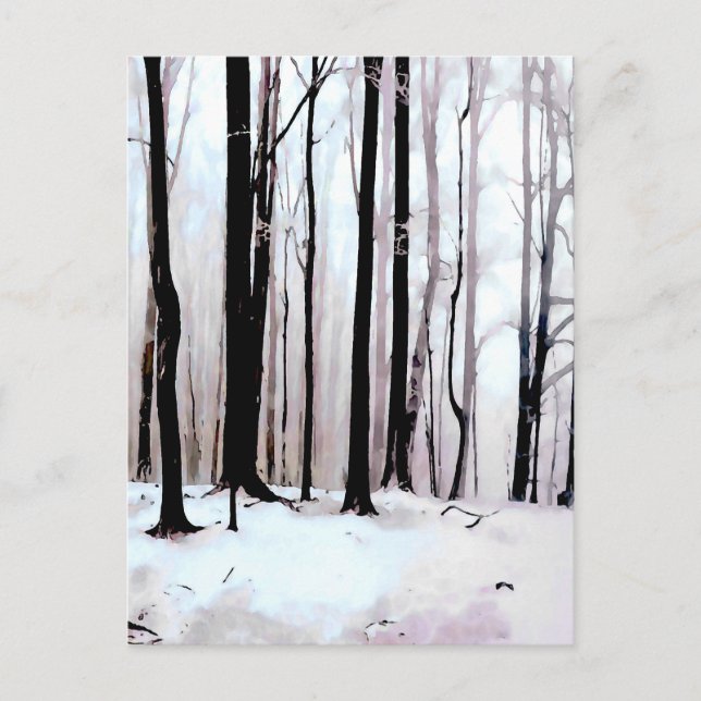 Postal Escenario de bosques de invierno (Anverso)