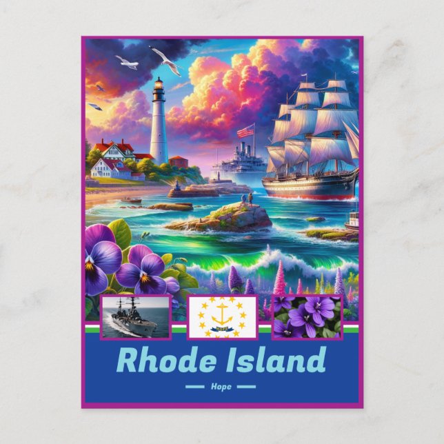 Postal Escenario de elegancia costera de Rhode Island (Anverso)