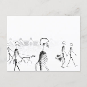 Postal Escenario de la ciudad de Skeleton de B&W X-Ray
