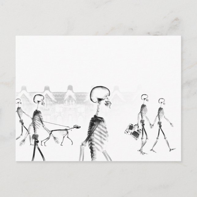 Postal Escenario de la ciudad de Skeleton de B&W X-Ray (Anverso)