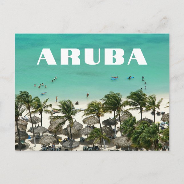 Postal Escenario de la playa de la isla caribeña de Aruba (Anverso)