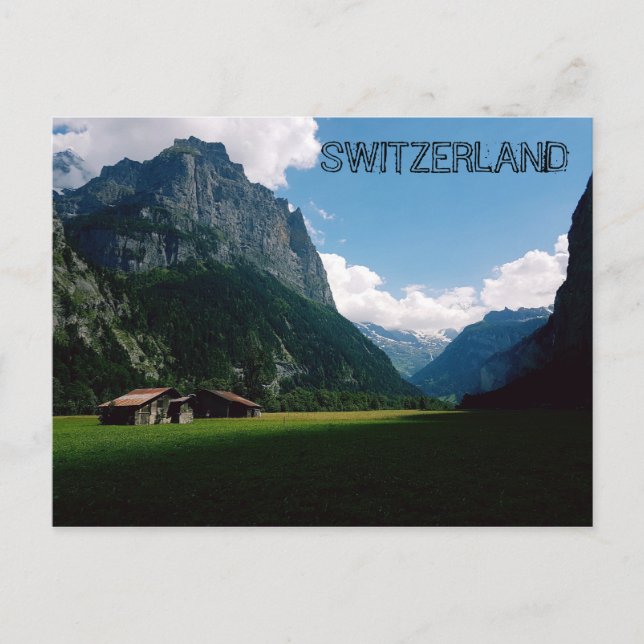 Postal Escenario de montaña de Lauterbrunnen Suiza (Anverso)