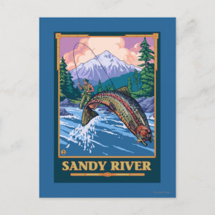 Postal Escenario de pesca de mosca - Río Sandy, Oregón