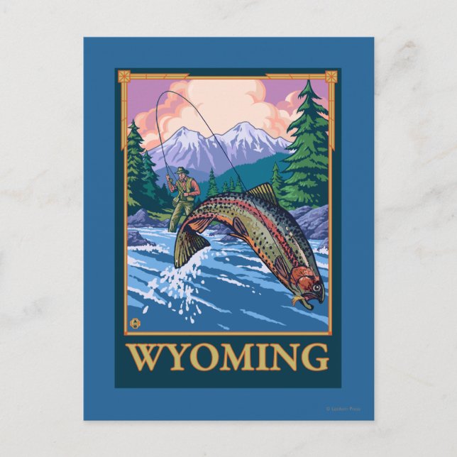 Postal Escenario de pesca de mosca - Wyoming (Anverso)