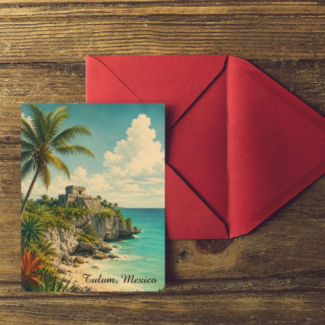 Postal Escenario de Tulum México Viajes (Vintage Tulum Mexico Scenery Travel Postcard)
