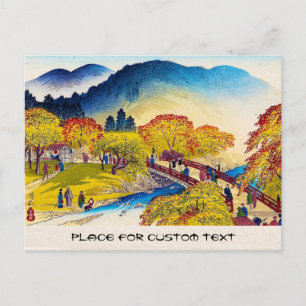 Postal Escenario del puente de cascadas de montaña japoné