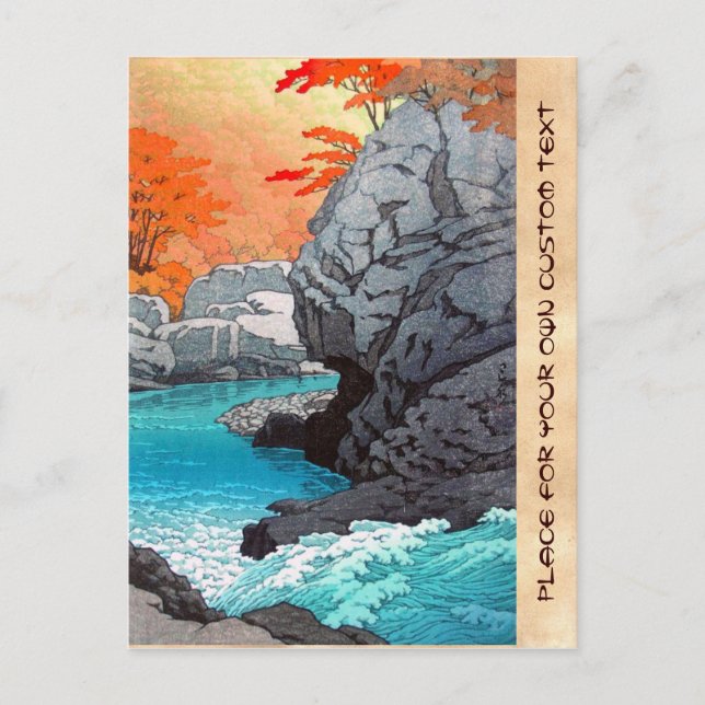 Postal Escenario del río Tengu Rock Hasui Kawase shn hang (Anverso)