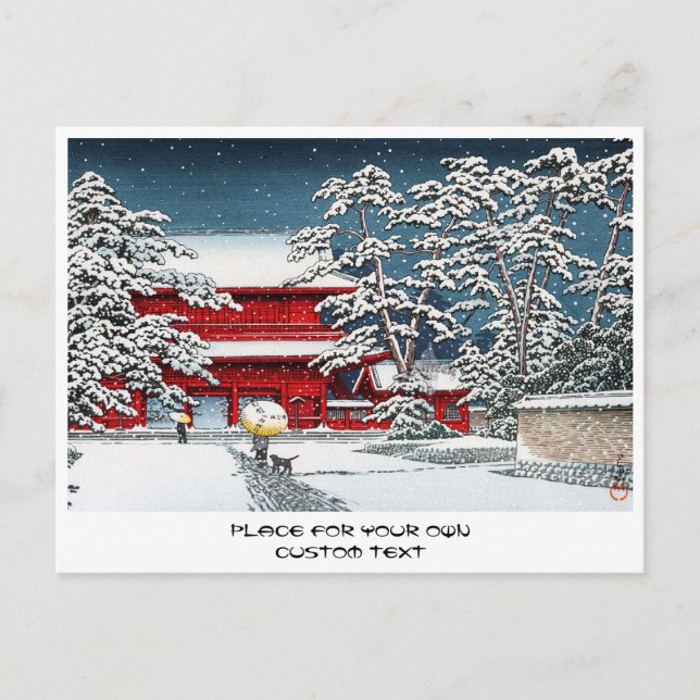 Postal Escenario del templo de invierno japonés de Guay k (Anverso)