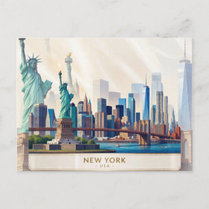 Postal Escenario emblemático del horizonte de Nueva York