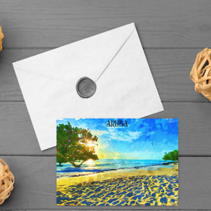 Postal Escenario minimalista de la isla caribeña de Aruba