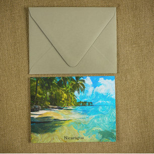 Postal Escenario Tropical de Nicaragua Pintura al Óleo Pl