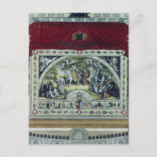 Postal Escenario y cortina decorativa de Dresde (Anverso)