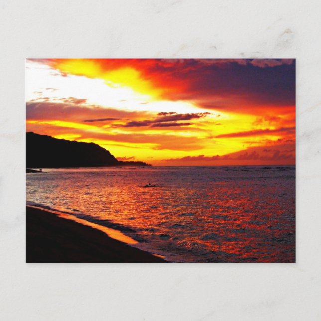 Postal Escenarios de atardecer de Hawái (Anverso)