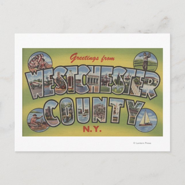 Postal Escenas de letras grandes - Condado de Westchester (Anverso)