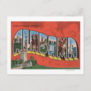 Postal Escenas de letras grandes de Alabama (rojo)Alabama