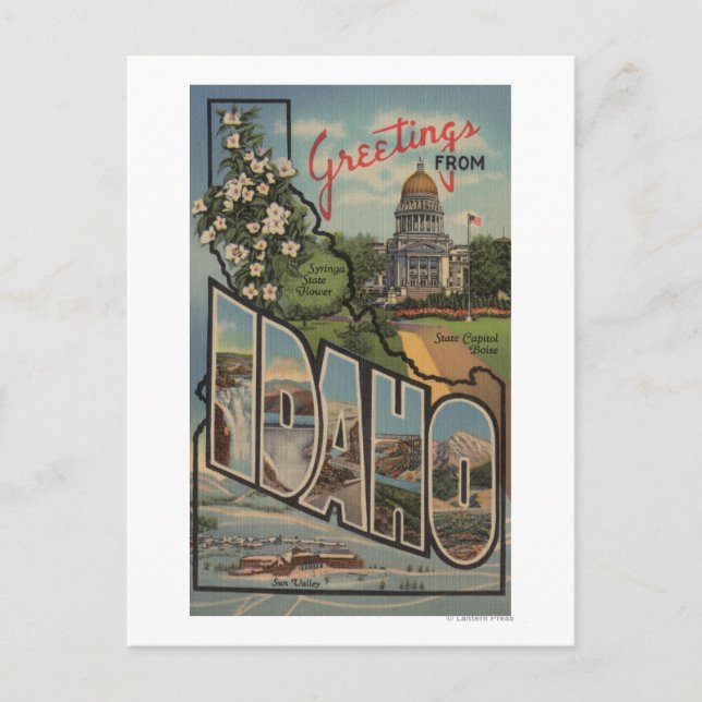 Postal Escenas de letras grandes de IdahoIdaho (Anverso)