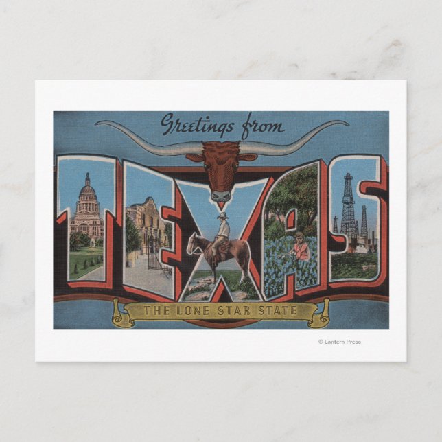 Postal Escenas de letras grandes de Texas (Anverso)
