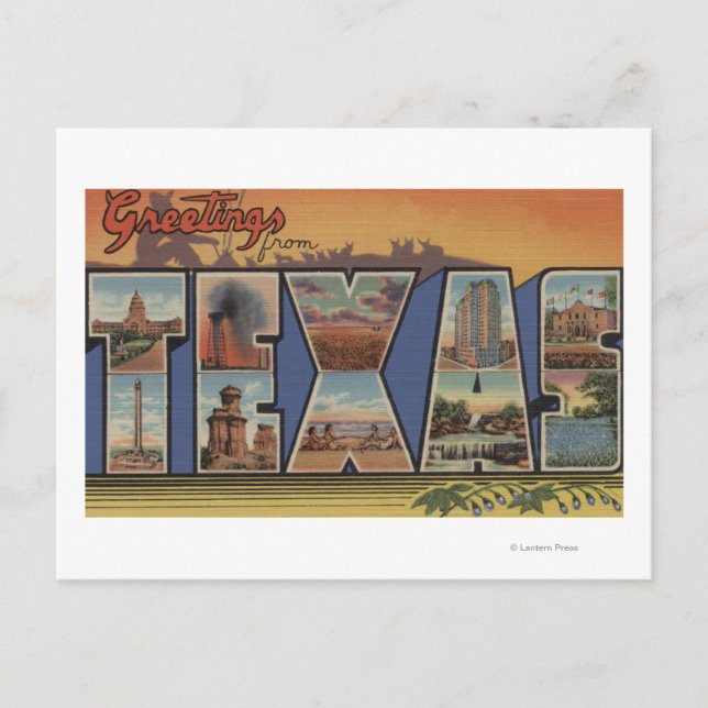 Postal Escenas de letras grandes de Texas 3 (Anverso)