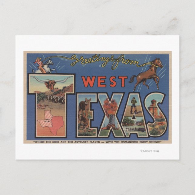Postal Escenas de letras grandes de Texas (Occidental) (Anverso)